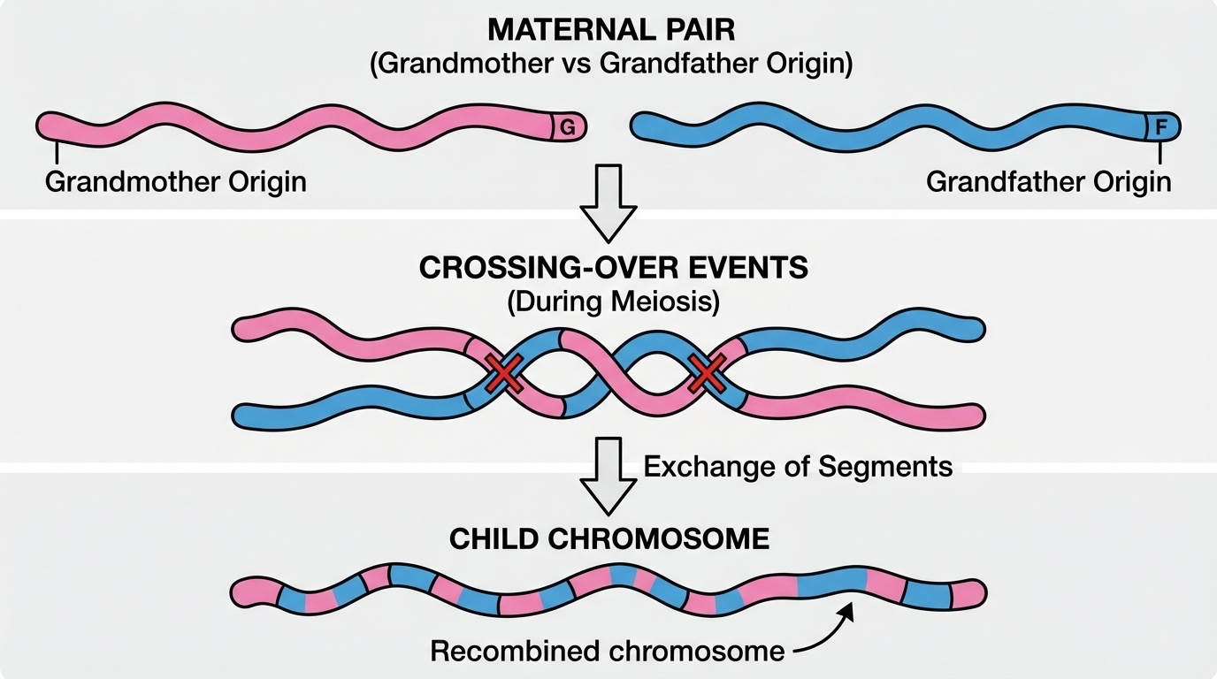 Figure 9-3: Recombination Creates Mosaic Chromosomes