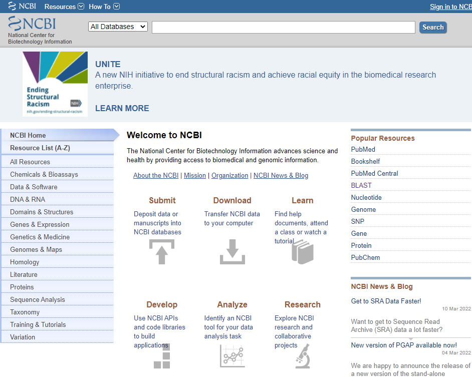 NCBI 웹사이트