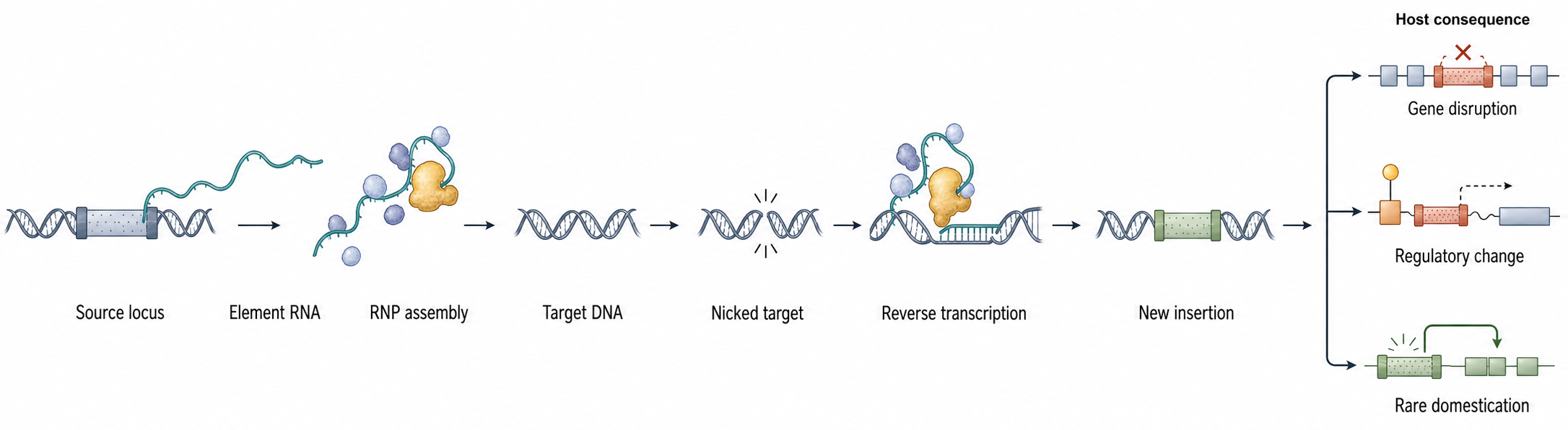 Figure 13.2. RNA-Mediated Genome Change by Retrotransposition