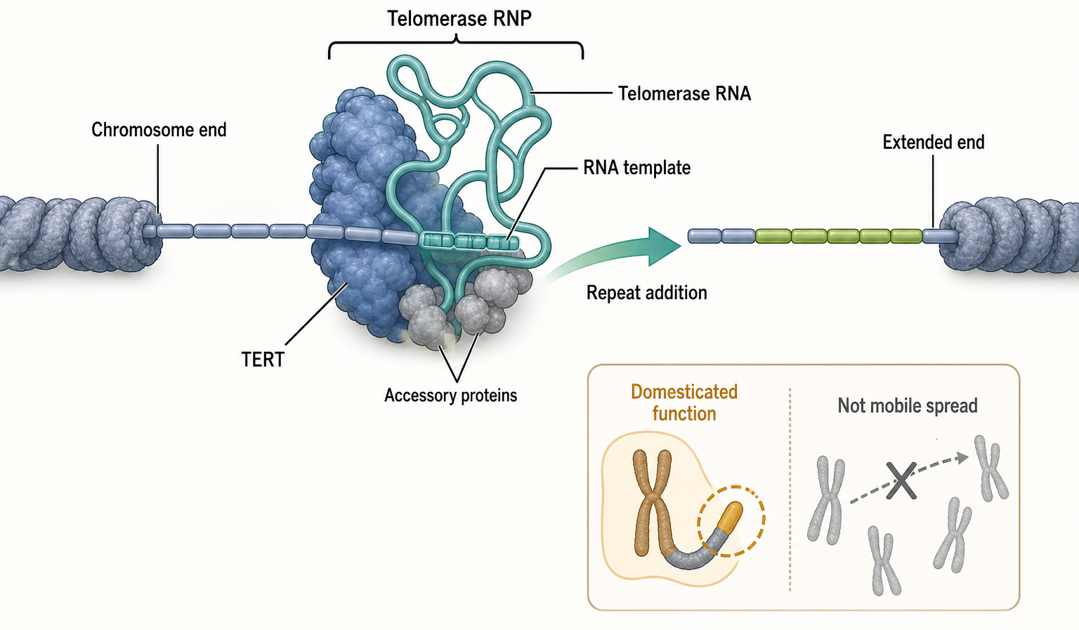 Figure 13.3. Telomerase as a Domesticated RNA-Templated RNP