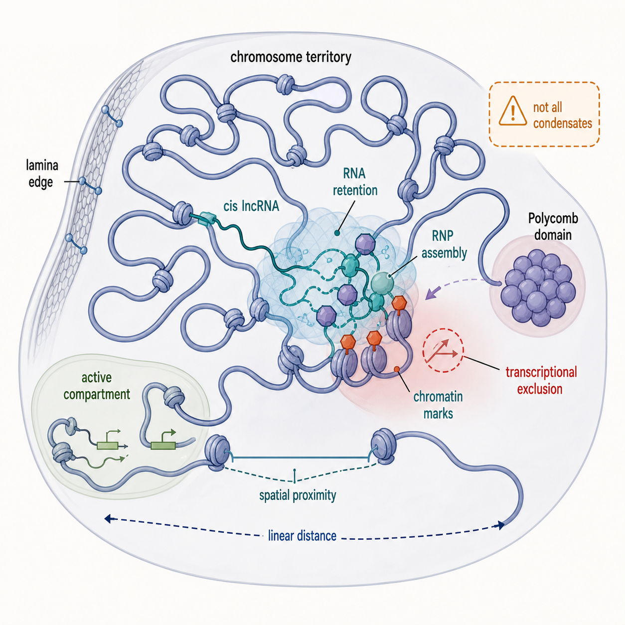 Figure 92.3. RNA-mediated chromosome architecture and nuclear compartments