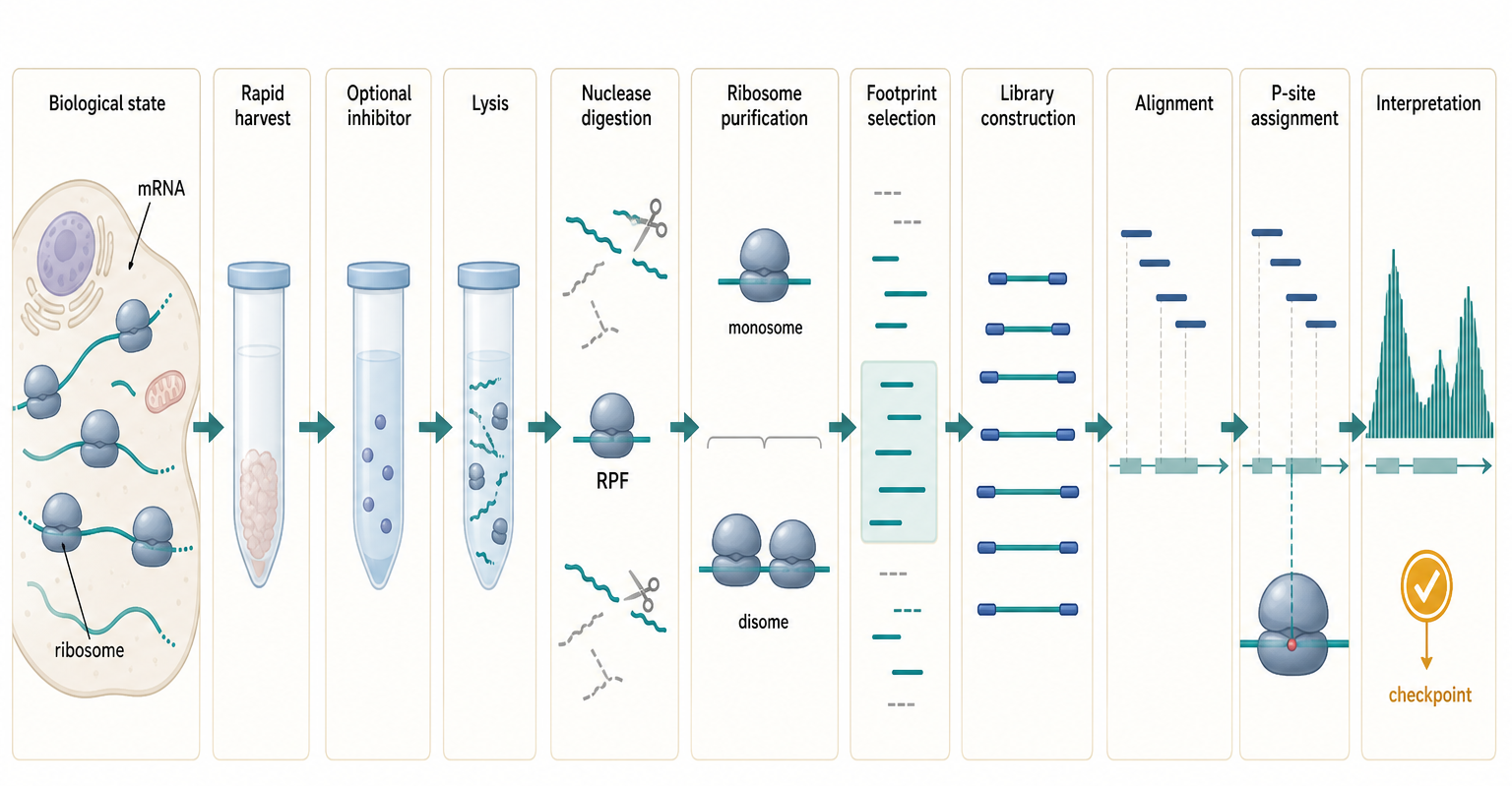 Figure 135.1. From translating ribosome to sequencing footprint