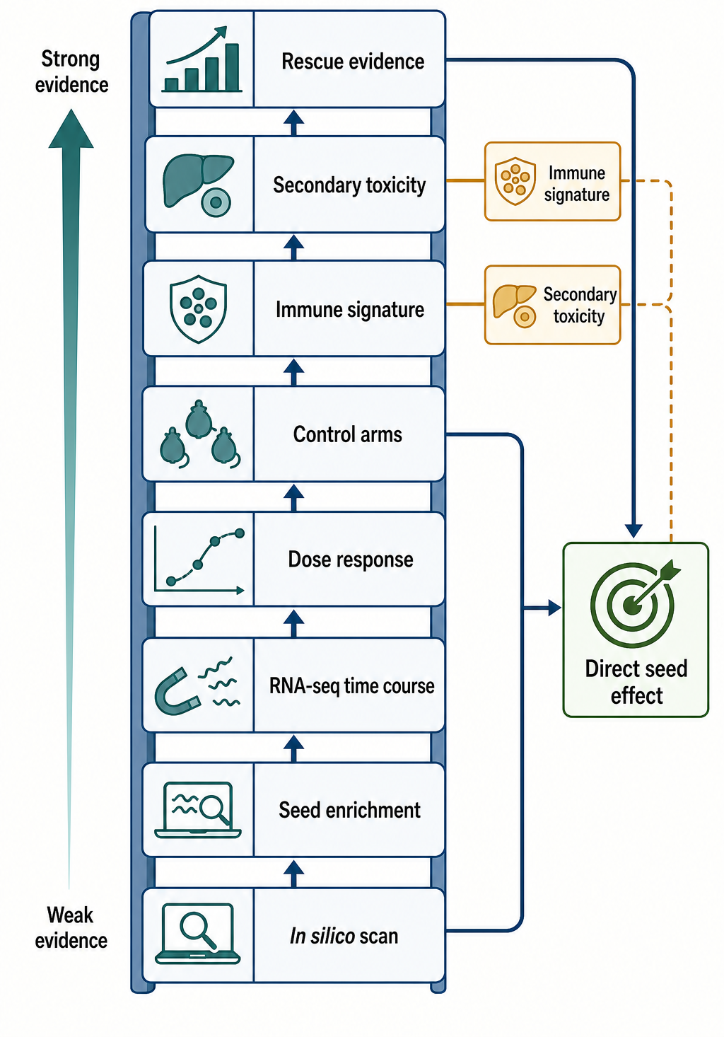 Figure 151.2. Evidence ladder for seed off-target and seed-toxicity assessment
