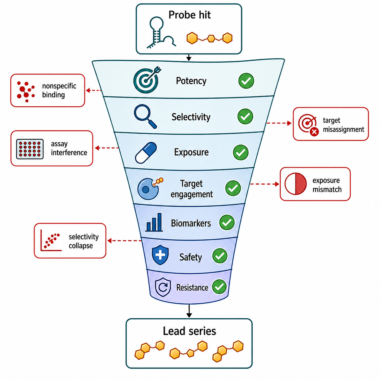Figure 162.6. Probe-to-lead decision funnel for direct RNA pharmacology