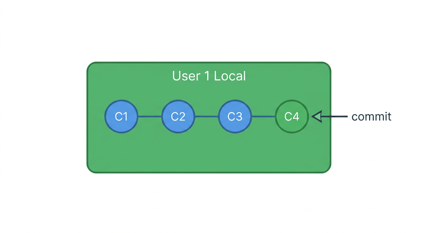 시나리오 1 다이어그램 — User1이 로컬에서 Commit하는 모습