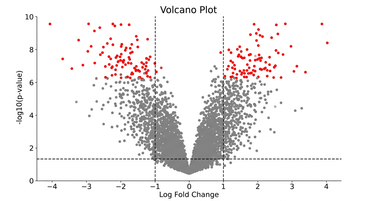 Matplotlib으로 그린 Volcano Plot 예시