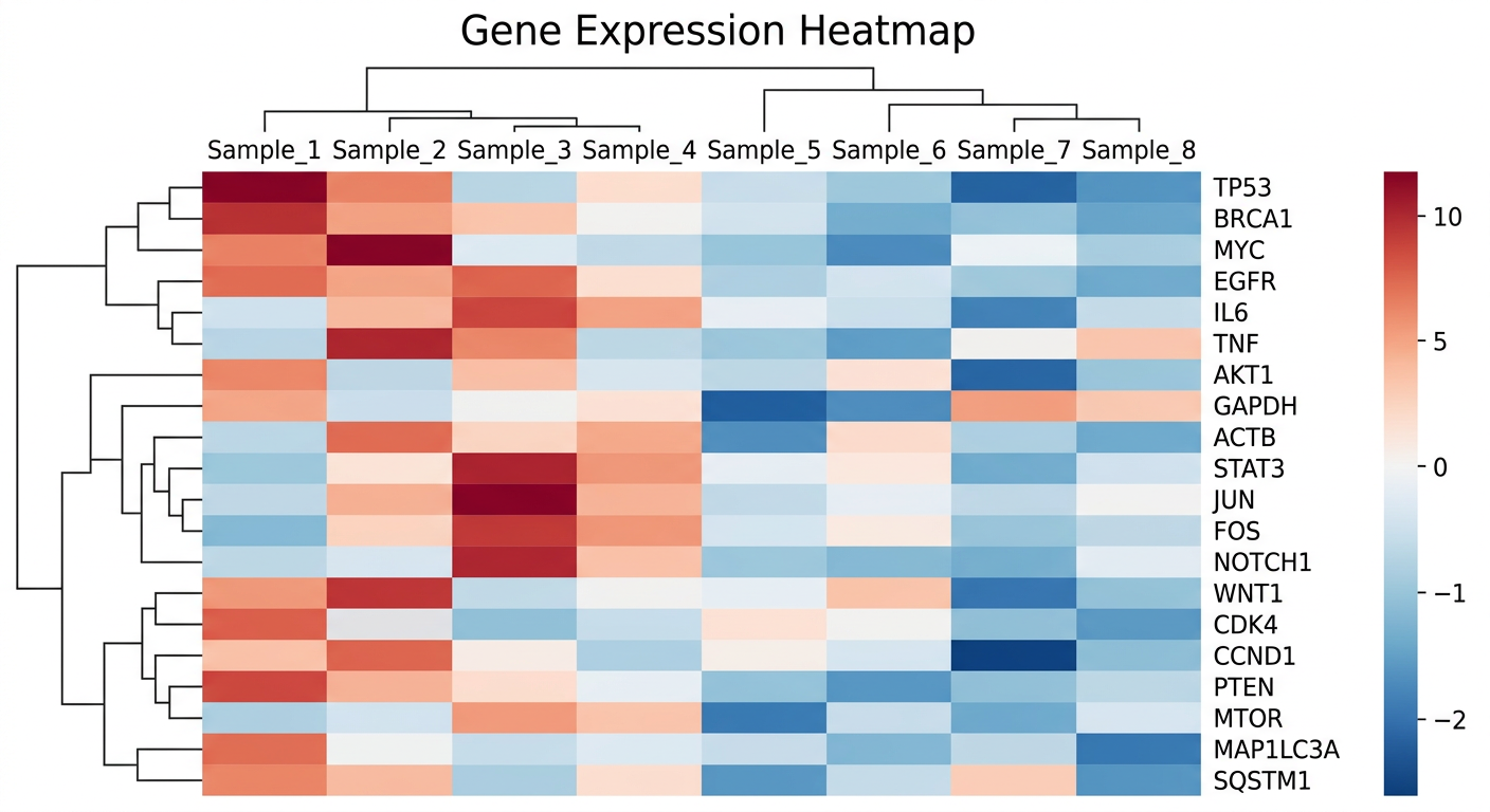 Seaborn 히트맵 예시 — 유전자 발현 매트릭스