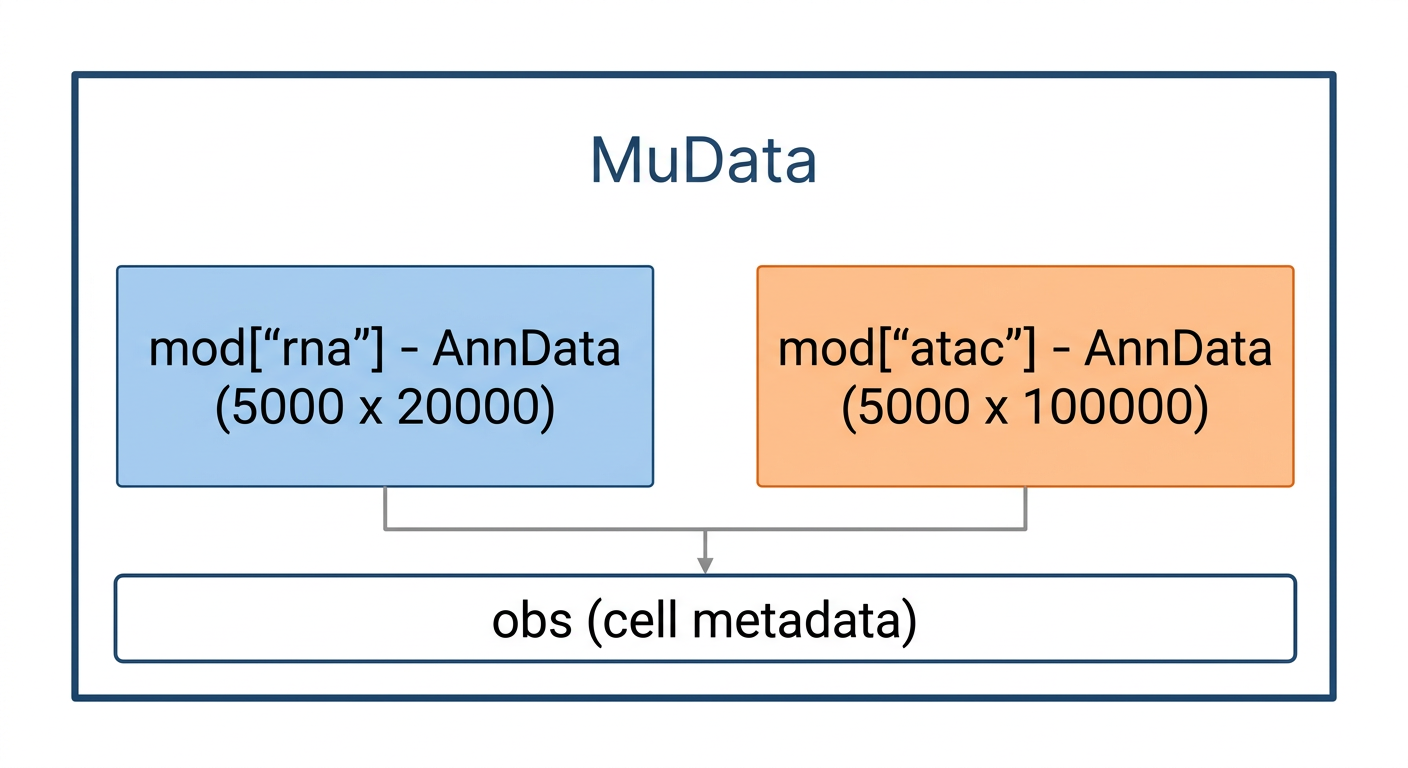 MuData 객체의 구조 다이어그램