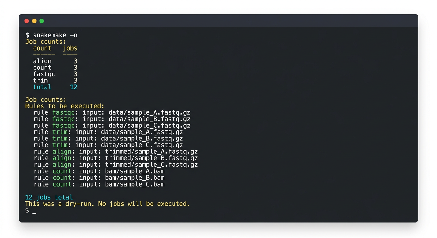 snakemake -n 드라이런 결과