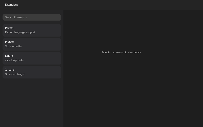 VS Code 확장 프로그램 마켓플레이스 화면 스크린샷