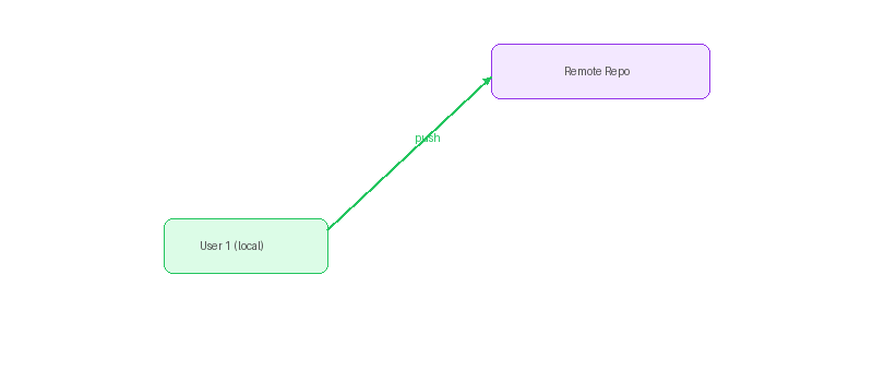 시나리오 1 다이어그램 — User1이 원격 저장소로 Push하는 모습